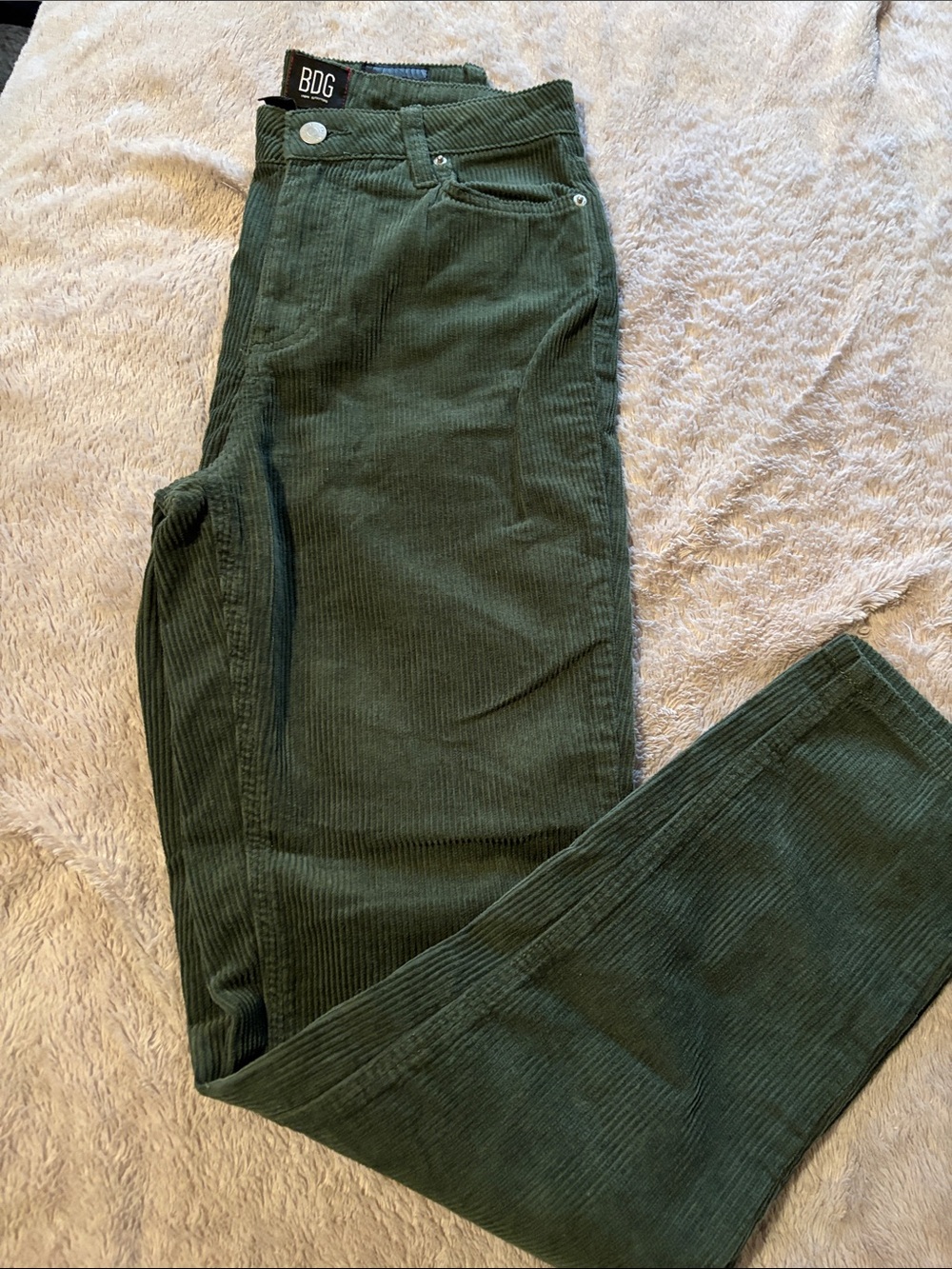 BDG Olive Green Corduroy Straight Leg Pants